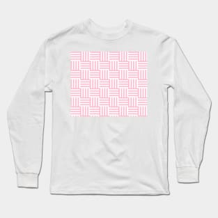 Pink and White Geometric Lines Long Sleeve T-Shirt